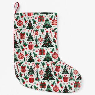 Christmas tree, presents, candy cane small christmas stocking