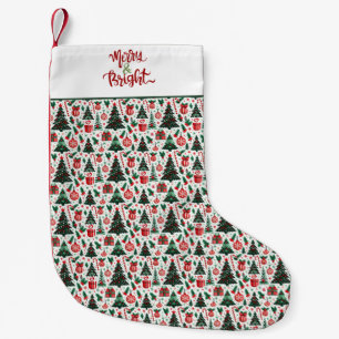 Christmas tree, presents, candy cane small christmas stocking