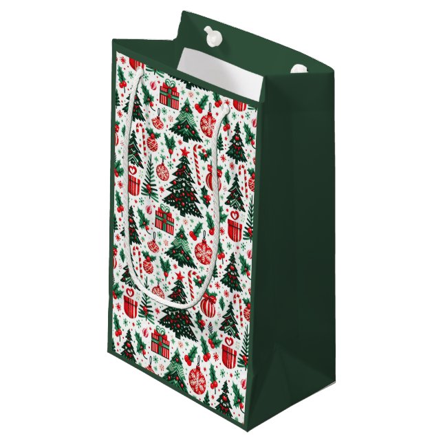 Christmas tree, presents, candy cane small gift bag (Front Angled)