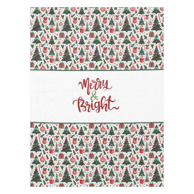 Christmas tree, presents, candy cane tablecloth (Front)