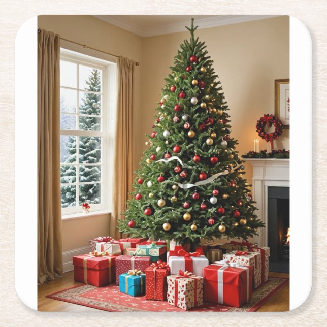 Christmas tree & presents coaster (Front)
