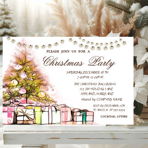 Christmas Tree Presents,Corporate Christmas Party Invitation
