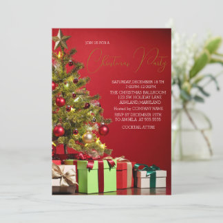 Christmas Tree, Presents, Ornaments, Star Party Invitation
