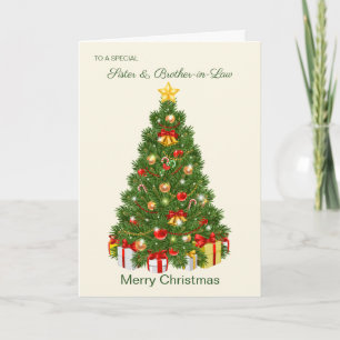 Christmas tree, presents, Sister & Brother in Law Holiday Card