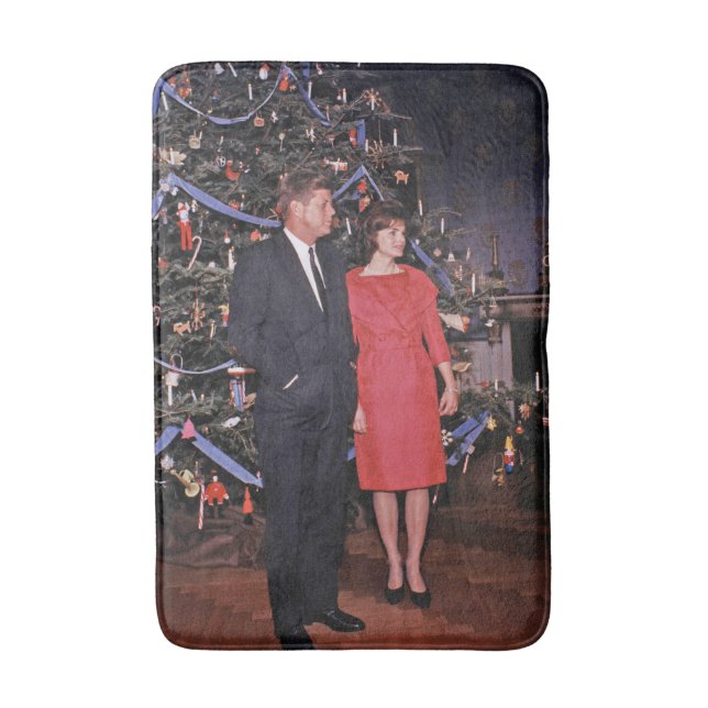 Christmas Tree President John Kennedy & Jacqueline Bath Mat (Front Vertical)
