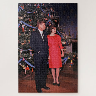 Christmas Tree President John Kennedy & Jacqueline Jigsaw Puzzle
