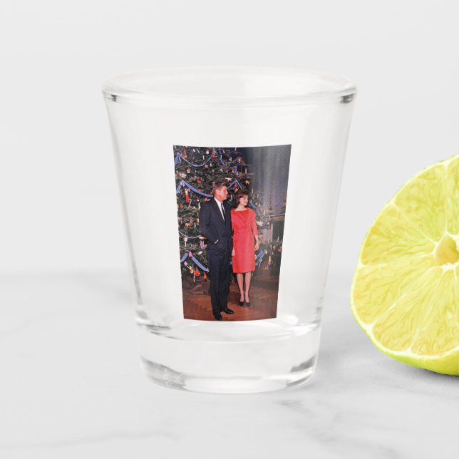 Christmas Tree President John Kennedy & Jacqueline Shot Glass (Front)