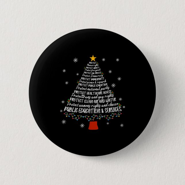 Christmas Tree Protect Human Rights Protect Libert 6 Cm Round Badge (Front)