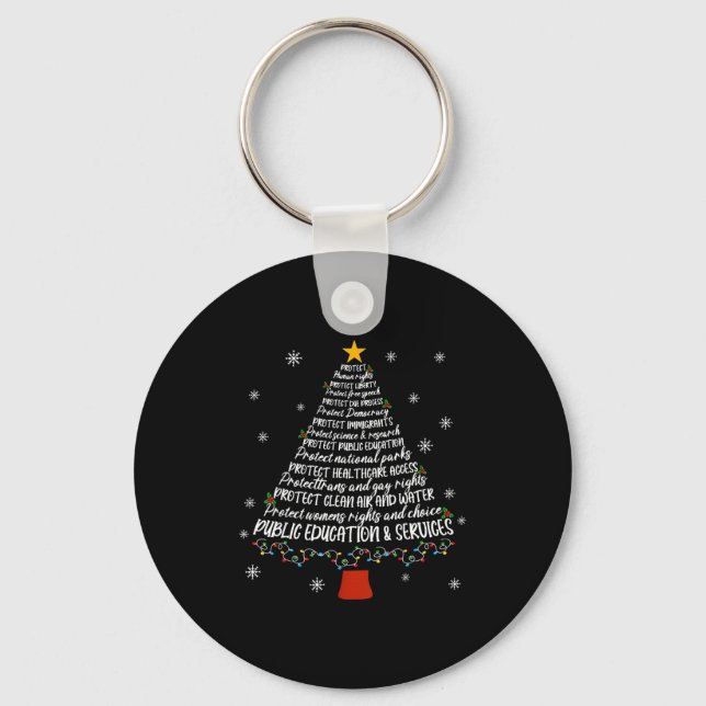 Christmas Tree Protect Human Rights Protect Libert Key Ring (Front)