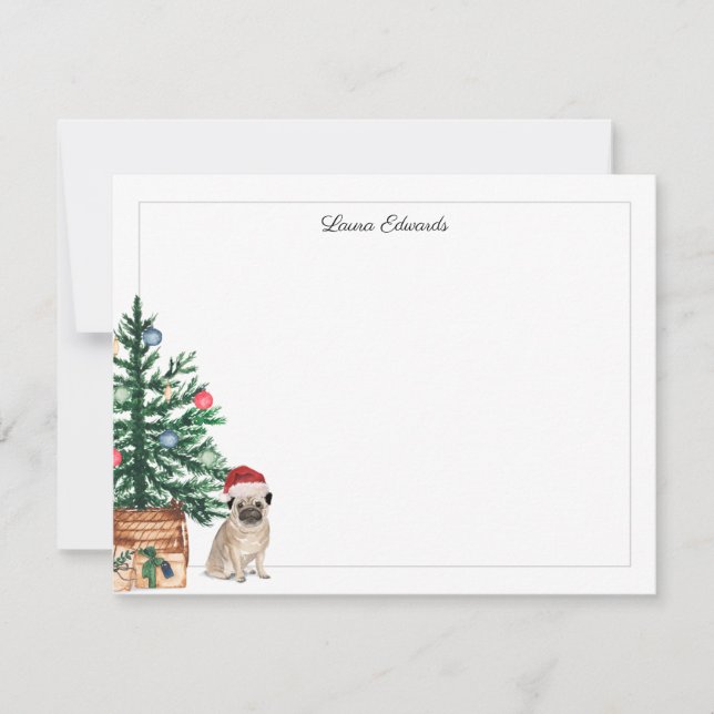 Christmas Tree Pug Holiday Card (Front)