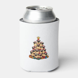Christmas Tree Pugs Pug Dog Can Cooler