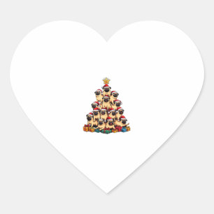 Christmas Tree Pugs Pug Dog Heart Sticker