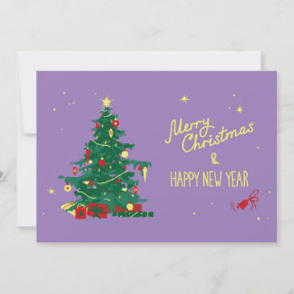 Christmas tree, purple background. announcement