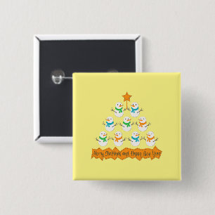 Christmas tree pyramid made of xmas snowmen 15 cm square badge
