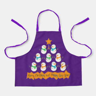 Christmas tree pyramid made of xmas snowmen apron