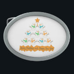 Christmas tree pyramid made of xmas snowmen belt buckle<br><div class="desc">Christmas tree pyramid made of snowman and cursive lettering</div>