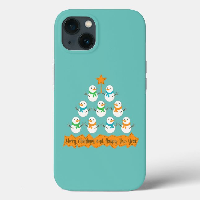 Christmas tree pyramid made of xmas snowmen Case-Mate iPhone case (Back)