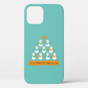 Christmas tree pyramid made of xmas snowmen iPhone 12 pro case