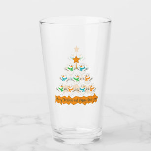 Christmas tree pyramid made of xmas snowmen glass