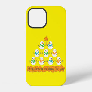 Christmas tree pyramid made of xmas snowmen iPhone 12 case