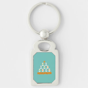 Christmas tree pyramid made of xmas snowmen key ring