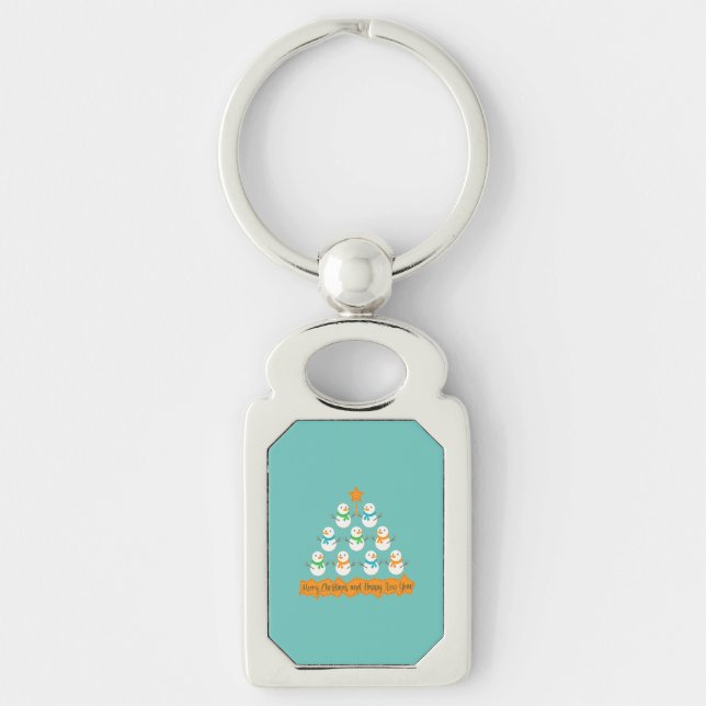 Christmas tree pyramid made of xmas snowmen key ring (Front)