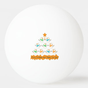 Christmas tree pyramid made of xmas snowmen ping pong ball