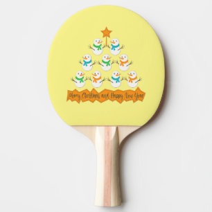 Christmas tree pyramid made of xmas snowmen ping pong paddle