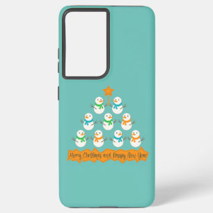 Christmas tree pyramid made of xmas snowmen samsung galaxy case