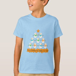Christmas tree pyramid made of xmas snowmen T-Shirt