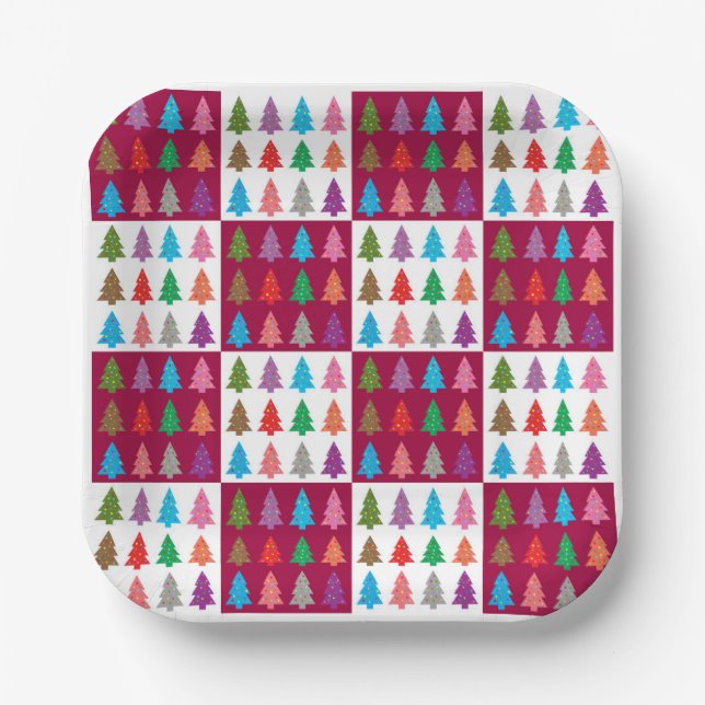 Christmas tree quilt pattern     paper plate (Front)