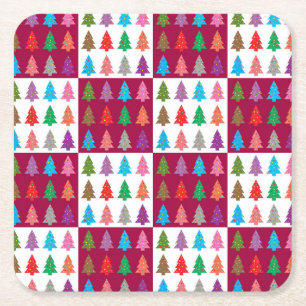 Christmas tree quilt pattern square paper coaster