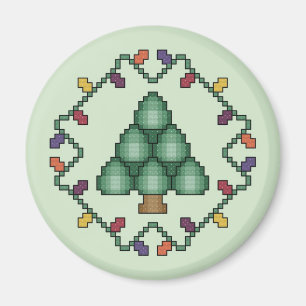 Christmas Tree Quilt Square Cross Stitch Pattern Magnet