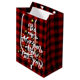 Christmas Tree Quote On Buffalo Plaid Medium Gift Bag