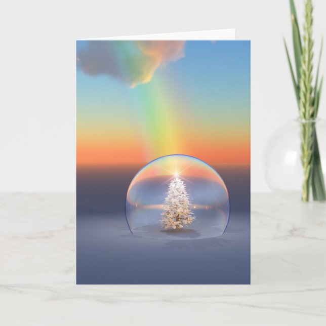 Christmas Tree Rainbow Holiday Card (Front)