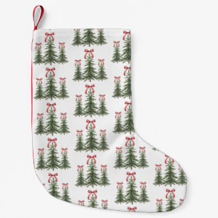 Christmas Tree Red Bow Retro Merry Christmas Xmas Small Christmas Stocking