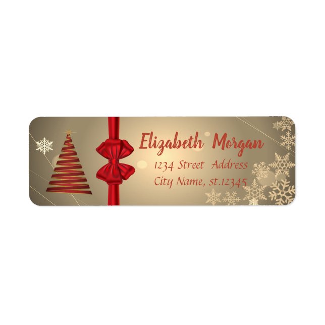 Christmas Tree, Red Bow , Snowflakes Holiday (Front)