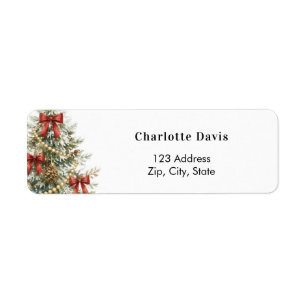 Christmas tree red bows return address