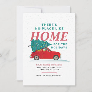 Christmas Tree Red Car We've Moved Holiday Moving  Card
