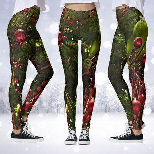 Christmas Tree Red & Gold Christmas Leggings