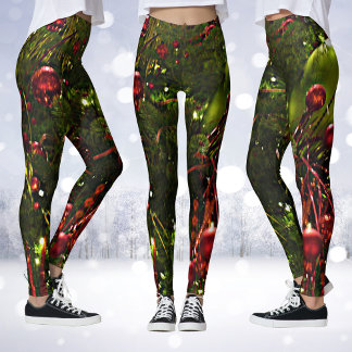 Christmas Tree Red & Gold Christmas Leggings