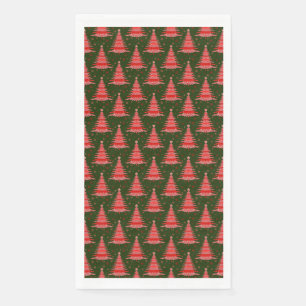 Christmas Tree Red Green Pattern Design Napkin