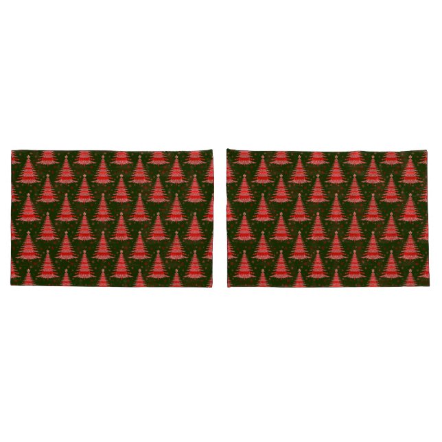 Christmas Tree Red Green Pattern Design  Pillowcase (Back-Set)