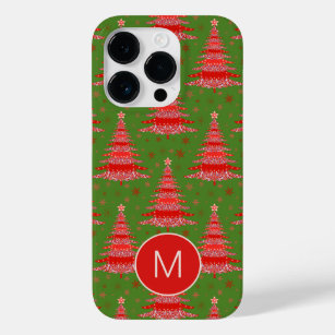 Christmas Tree Red Green Pattern Monogram Case-Mate iPhone 14 Pro Case