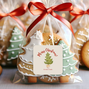 Christmas Tree Red Green Traditional envelope  Square Sticker