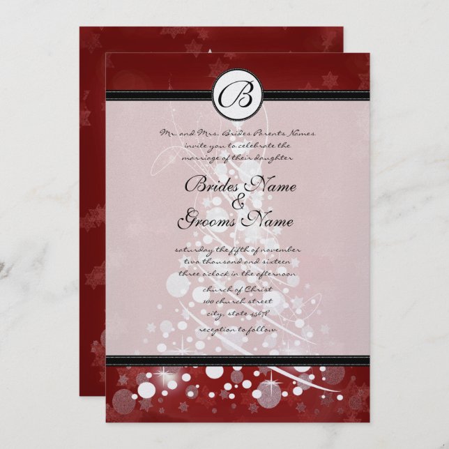 Christmas Tree Red Holiday Wedding Invitations (Front/Back)