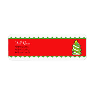 christmas tree red n green bordered  label