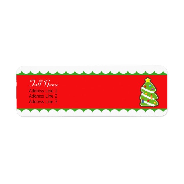 christmas tree red n green bordered  label (Front)