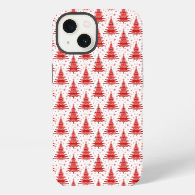 Christmas Tree Red Pattern Design iPhone Case (Back)