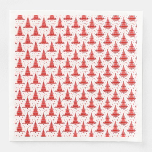Christmas Tree Red Pattern Design Napkin (Front)